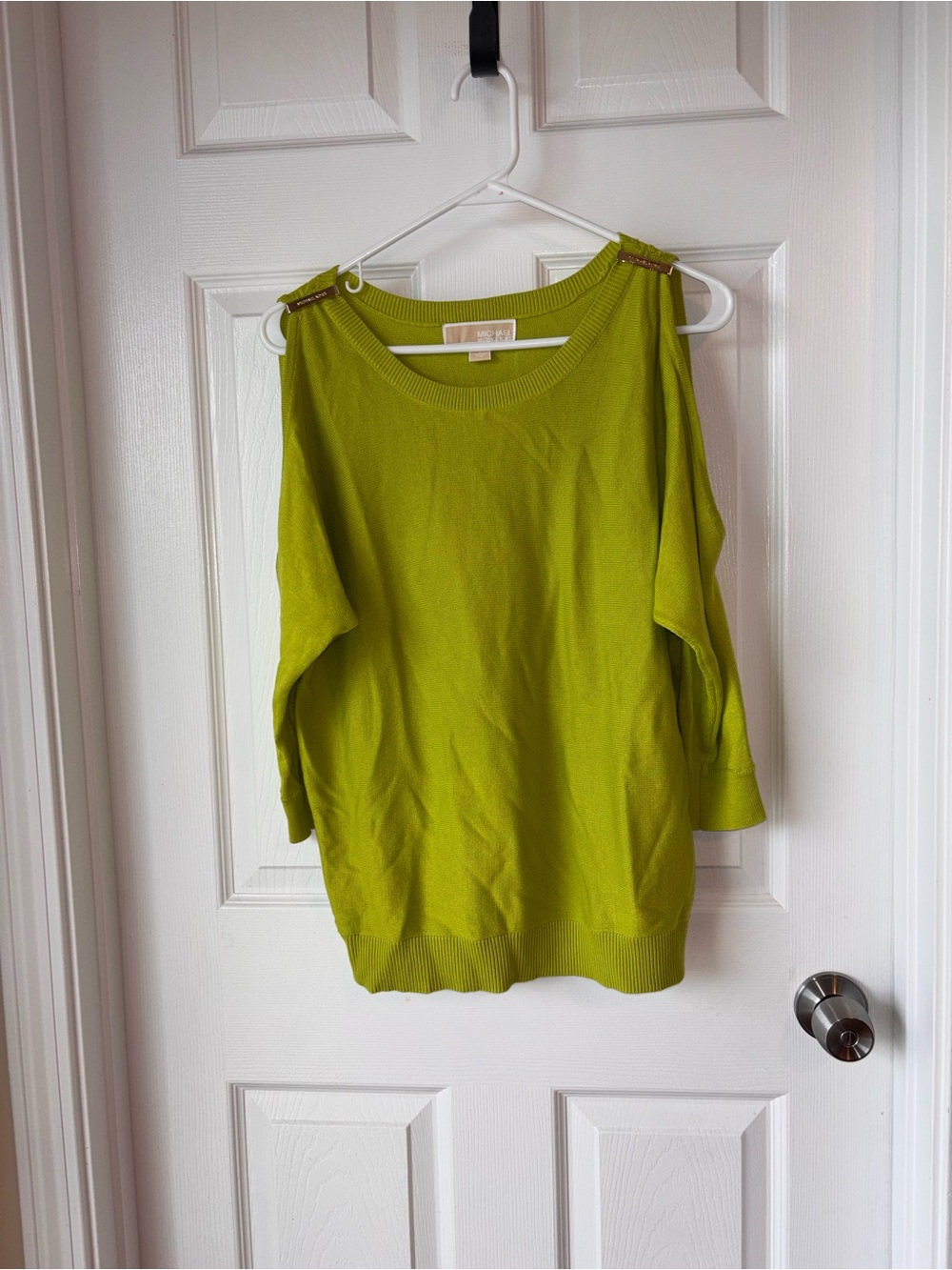 Michael Kors Cold Shoulder Knit Sweater in Green Size Small